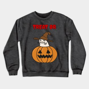 Halloween cat meme in a pumpkin Crewneck Sweatshirt